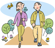 楽しくウォーキングする女性たち